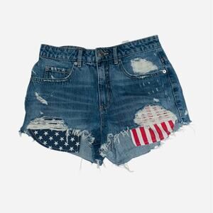 Garage Denim Shorts with American Flag Accents
